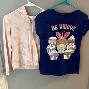 2 pack size 10 Girls. The unicorn zip up jacket has been worn.